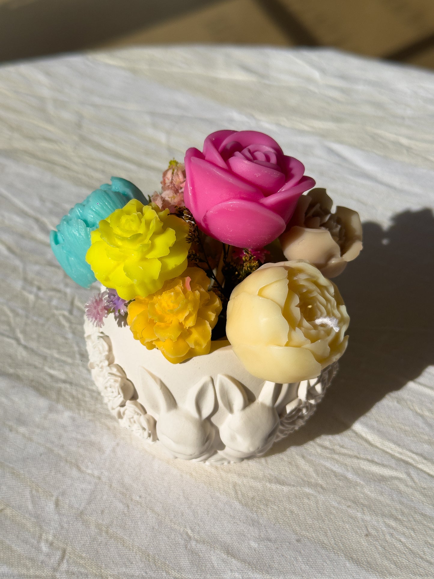 Floral Bouquet Candle in Ceramic Pot