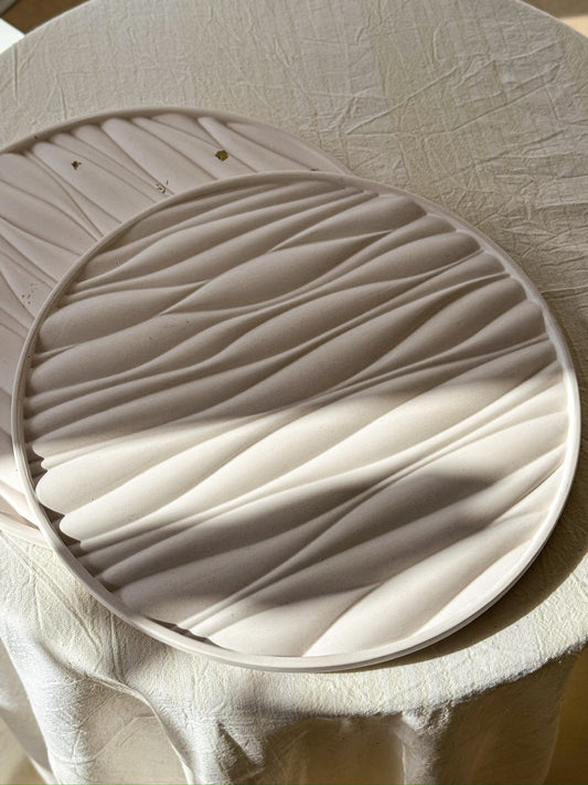 Handmade Gypsum Decorative Tray – Textured Round Tray