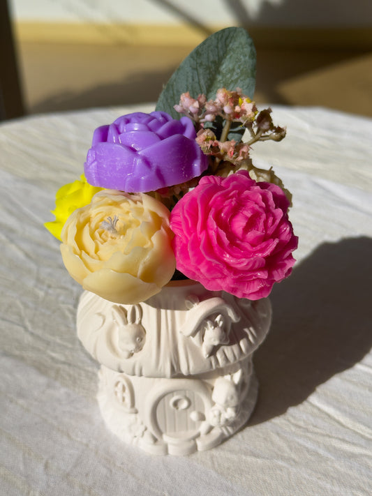 Floral Bouquet Candle in Ceramic Pot