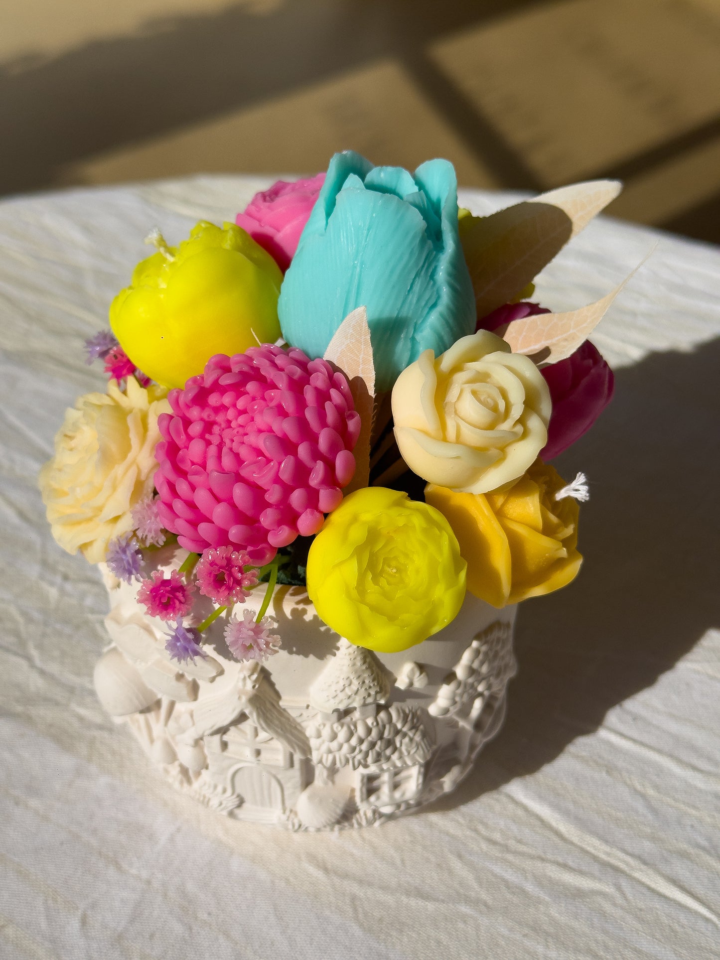 Floral Bouquet Candle in Ceramic Pot