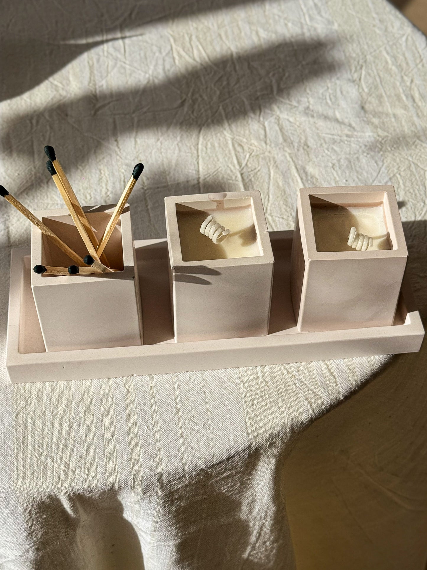 Handmade Gypsum Tray Set – Tray & Candle Set