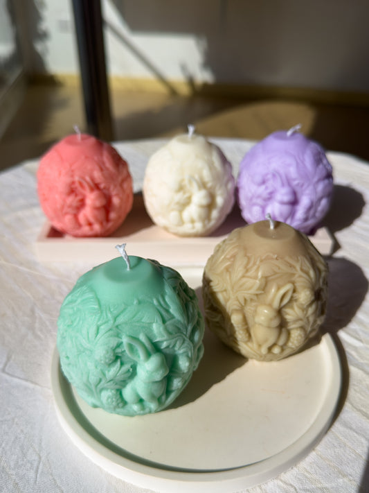 Carved Easter Bunny Sphere Candle – Scented (180g)