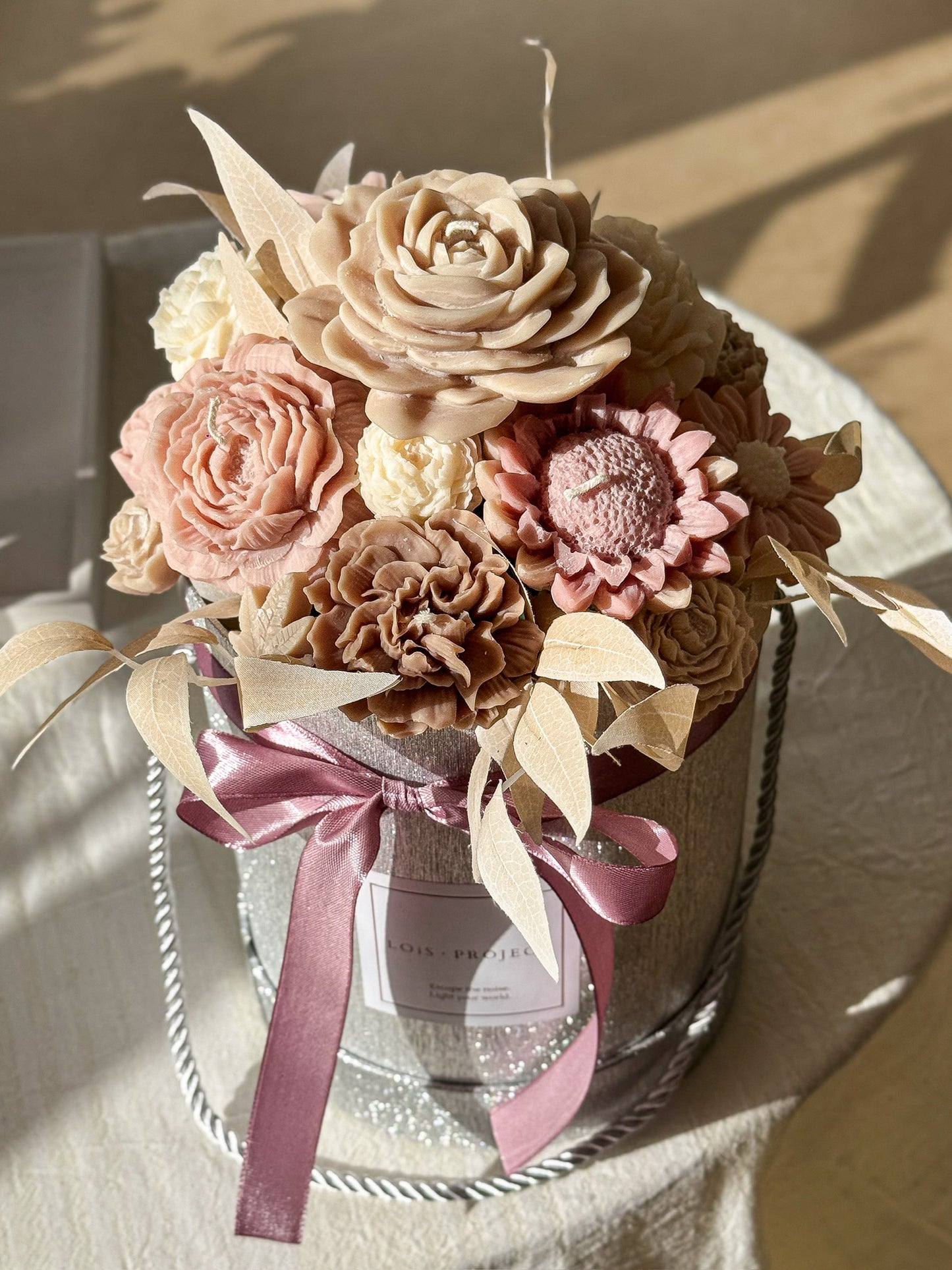 Bouquet Flower Candles – Custom Round Box